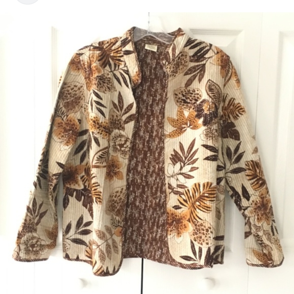 Alfred Dunner leaves ,Lightweight  Open Front Blazer Size 16 💯 Cotton - Picture 3 of 3